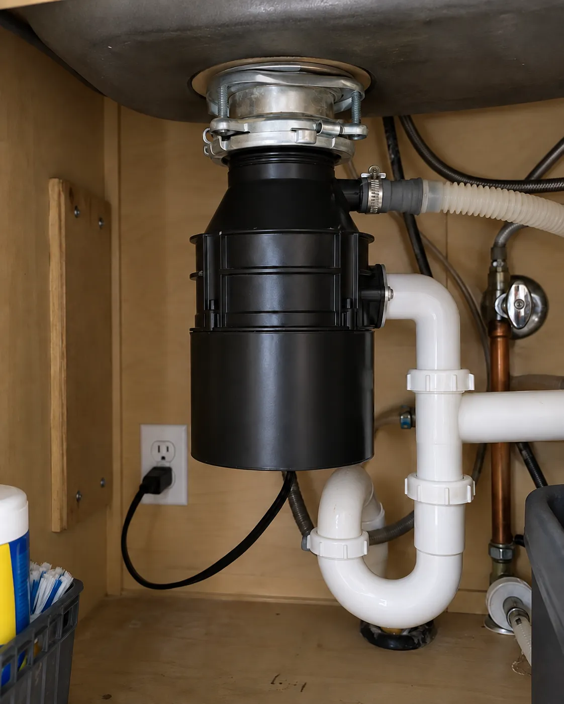 Garbage disposal under a sink